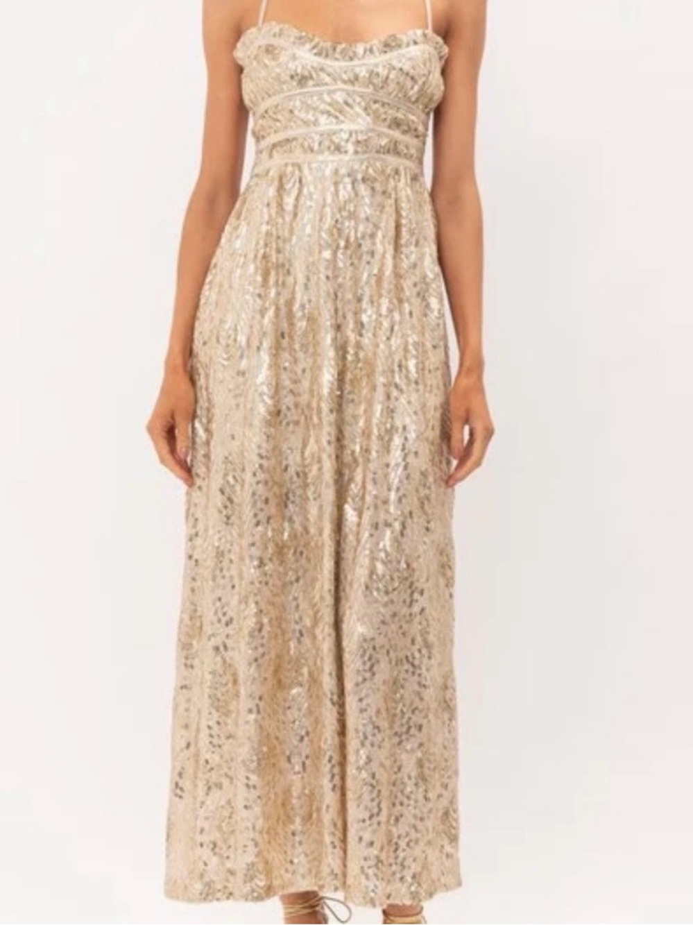 bohme Gold Sequin Maxi Dress